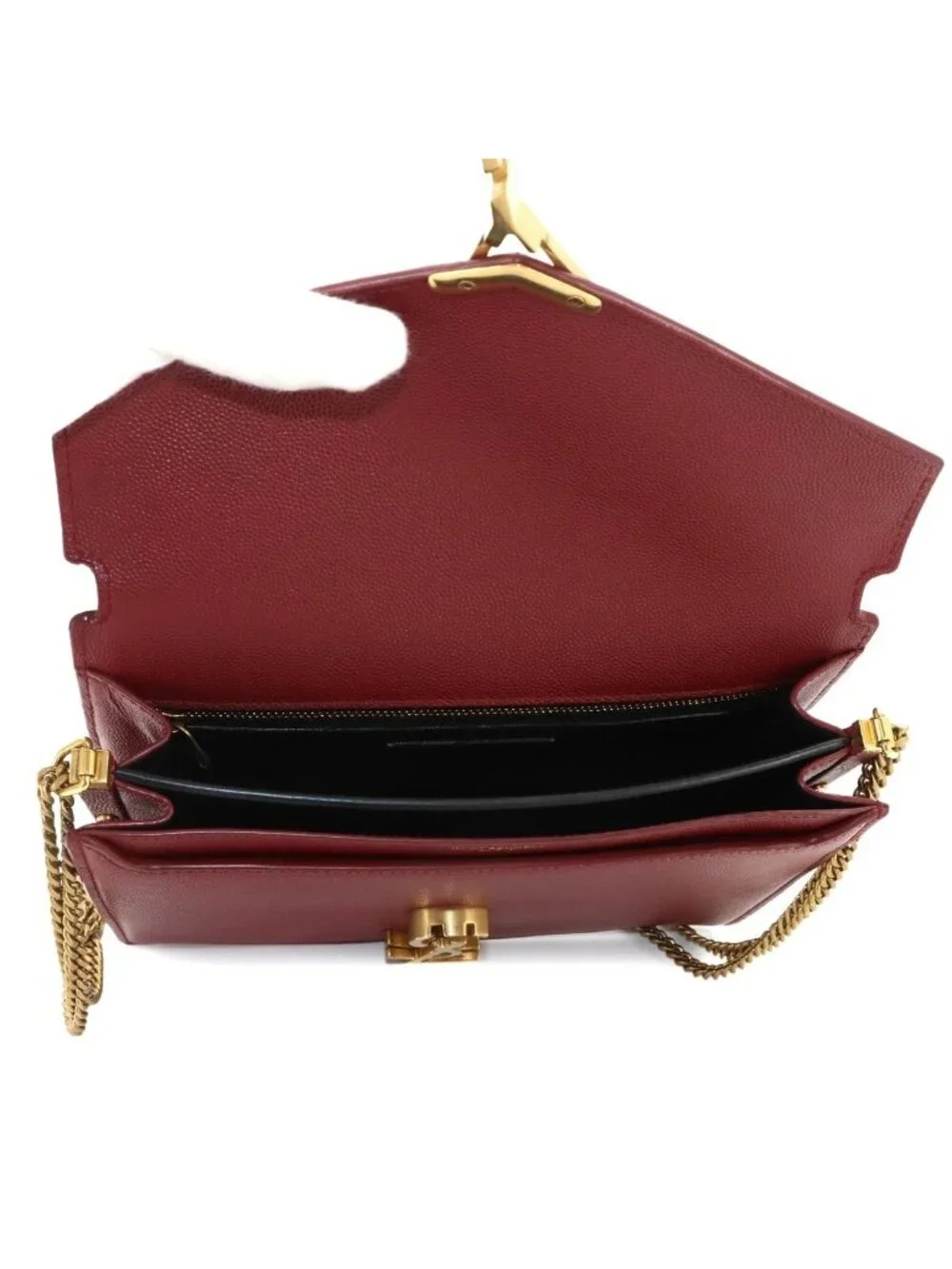 Saint Laurent Cassandra Envelope Chain Shoulder Bag Leather Red Gold